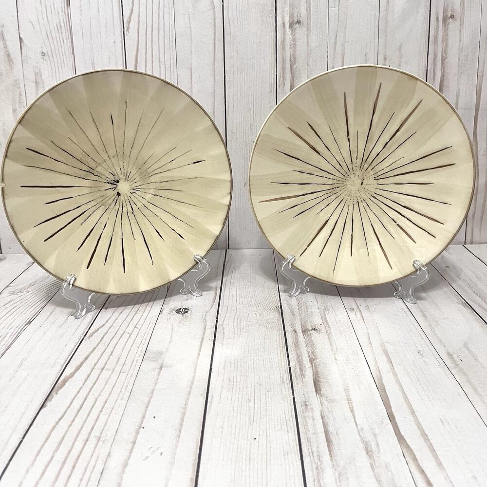 Pier 1 Stoneware SANCTUARY Salad Plate(s) Set of 2 8.5" MCM Starburst Plates